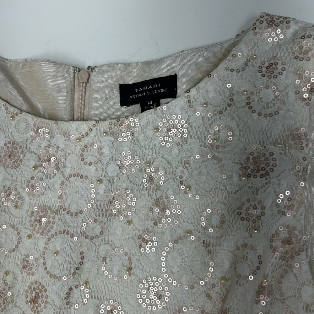 Tahari Cream Textured Sleeveless Dress - Picture 2 of 6